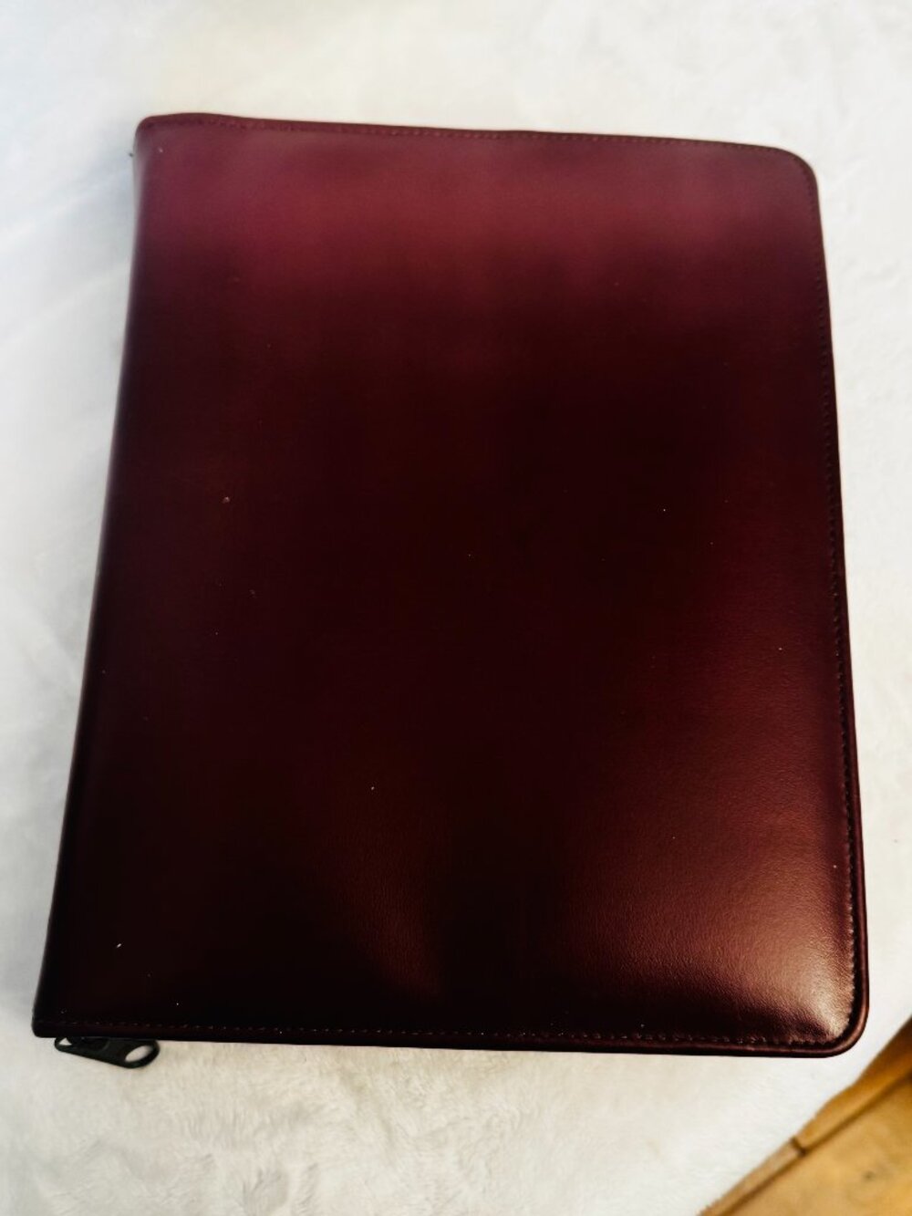 Vtg Professional Organizer Planner Red Maroon Faux Leather 3 Ring Binder YKK Zip